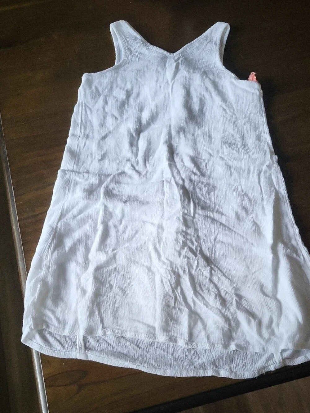 abercrombie kids White Tank Top with Blue Embroidery and Peach Fringe